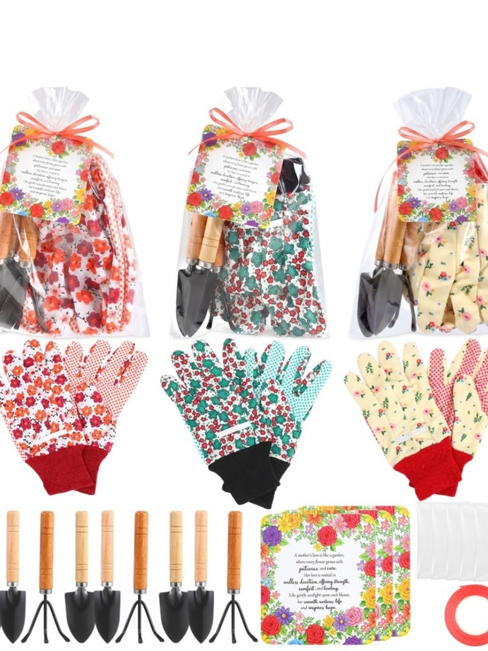 Cuffbow 3 Set Gardening Gifts Floral Gardening Gloves, Mini Garden Tools
